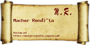 Macher Renáta névjegykártya