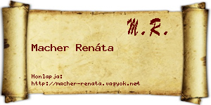 Macher Renáta névjegykártya